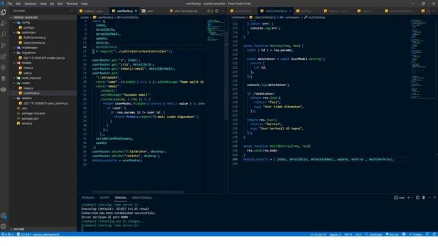 19. EXPRESSJS + SEQUELIZE CLI + MYSQL - Menghapus Banak Data di Tabel dengan Method Destroy смотреть онлайн
