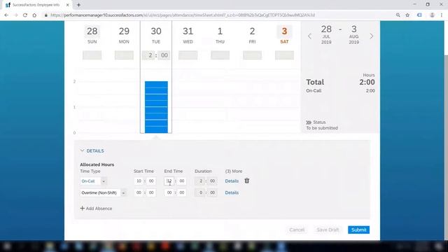 Time sheet by Employee - SAP SuccessFactors Employee Central - смотреть онлайн