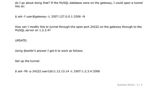 MySQL : SSH tunnel: local = gateway = MySQL server смотреть онлайн