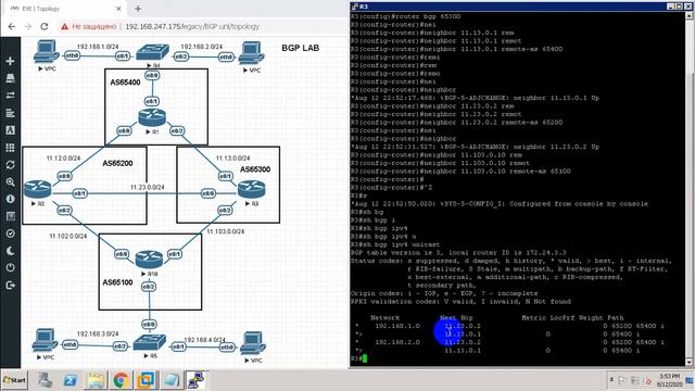 Конфигурация BGP  маршрутизации