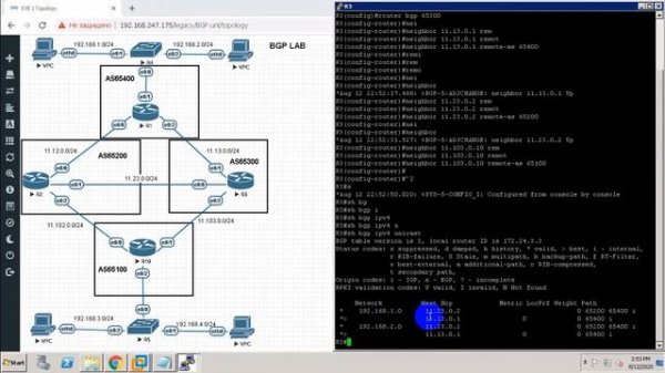 Конфигурация BGP  маршрутизации