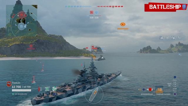 ОБЗОР ЛИНКОРА RICHELIEU WORLD OF WARSHIPS LEGENDS | PS4 XBOX смотреть онлайн