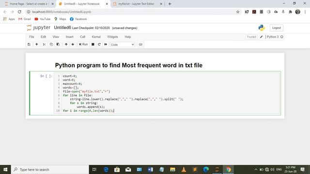 Most frequent word in text file using Python. смотреть онлайн