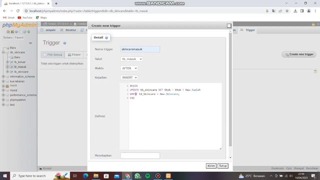 UTS BBS 2 PEMBUATAN DATABASE RELASI TABLE, DAN MENGTRIGERS смотреть онлайн