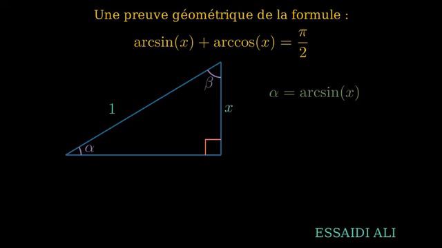 Une preuve géométrique de la formule : arcsin(x) + arccos(x) = π/2 смотреть онлайн