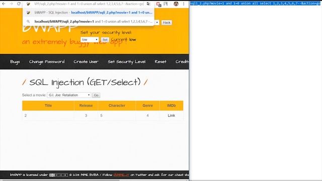 bWAPP SQL Injection (GET Select) | (Low,Medium,High) смотреть онлайн