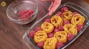 Не варите больше макароны готовьте их так! Макароны гнезда с фаршем и сыром в духовке.