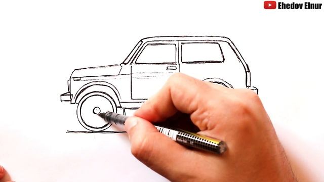 Как нарисовать Ниву чёрную | Как нарисовать машину