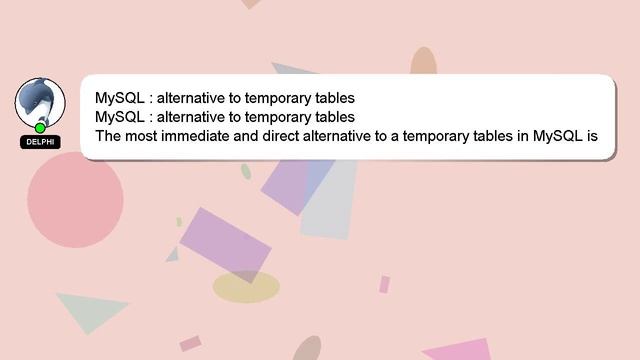 MySQL : alternative to temporary tables смотреть онлайн