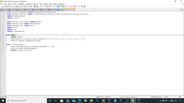 Chapter 21 Deploy model Create score script Part2 смотреть онлайн