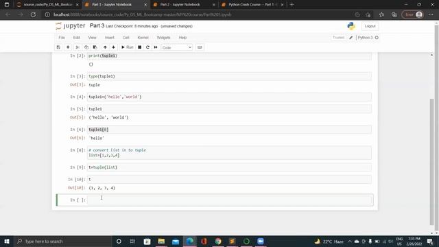 Python Crash Course 4 : Tuple in Python : Sequence DataType смотреть онлайн