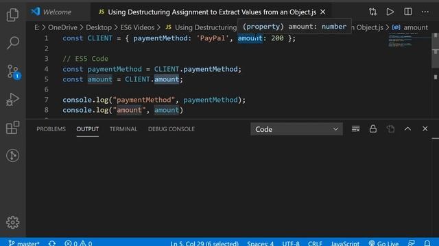 Using Destructuring Assignment to Extract Values from an Object смотреть онлайн