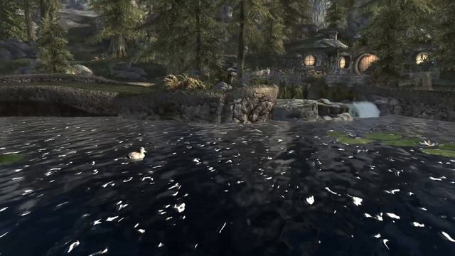 AMBIENCE MUSIC SKYRIM , nature sound for relaxing , sleeping, study | cozy home lake view смотреть онлайн
