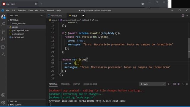Como validar o formulário no Node.js com Yup смотреть онлайн