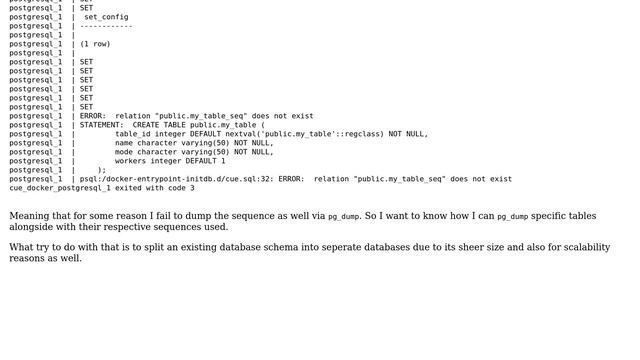Postgresql cannot restore partial pg_dump "relation "public.my_table_seq" does not exist" смотреть онлайн
