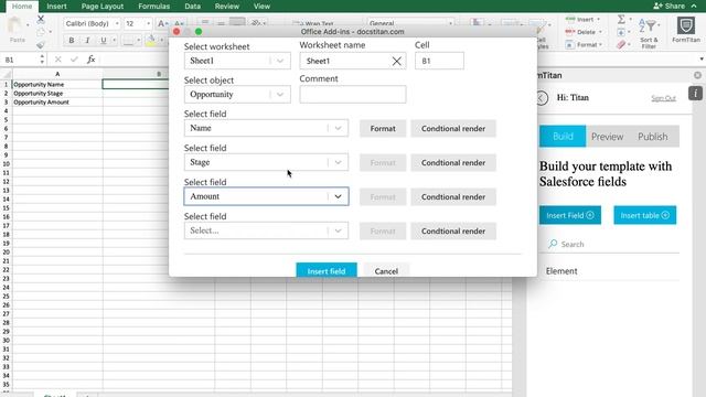 How to insert a field in Titan Excel Add-In смотреть онлайн