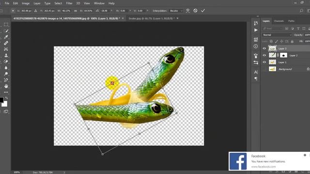 Tutorial Photoshop CS7 - How to combine two pictures (banana snake) смотреть онлайн