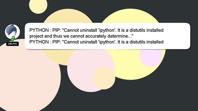 PYTHON : PIP: "Cannot uninstall 'ipython'. It is a distutils installed project and thus we cannot a смотреть онлайн