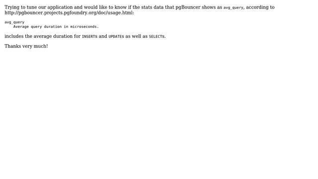 Does avg_query for PgBouncer include update and inserts? смотреть онлайн