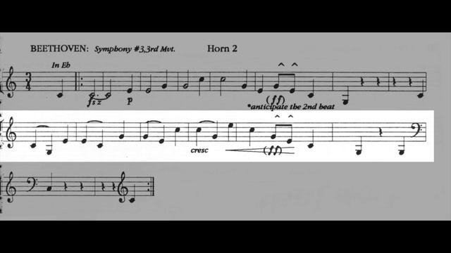 ORCHESTRAL EXCERPT for FRENCH HORN 11: Beethoven. Symphony 3. 3rd Movt. Horn 2 смотреть онлайн