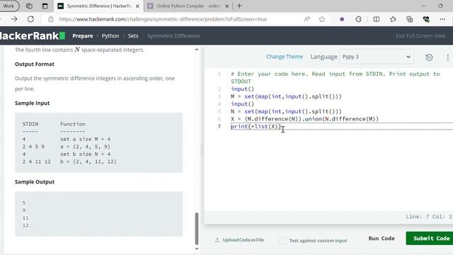 Symmetric Difference #35 | Hackerrank | Python Programming | Telugu смотреть онлайн
