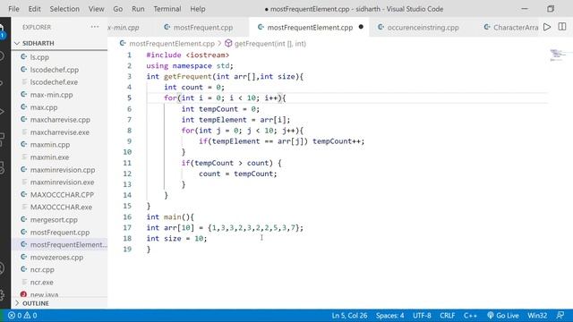 ● Most Frequent Element in an array|| C++|| Visual Studio Code 2022 01 14 01 35 36 смотреть онлайн