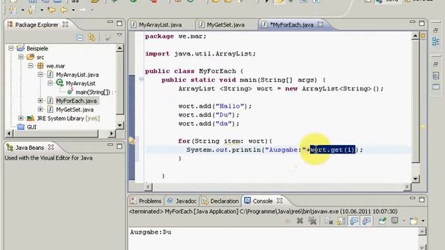 Java Eclipse ForEach Beispiel an ArrayList (Deutsch) смотреть онлайн