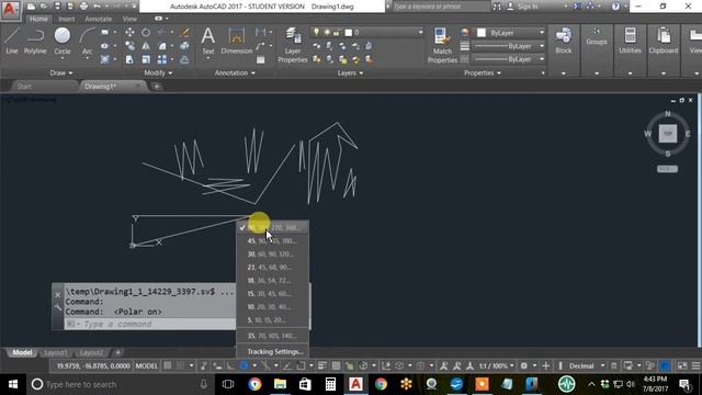 1F AutoCAD 2016 Intro Direct Distance and Polar Tracking and setting смотреть онлайн