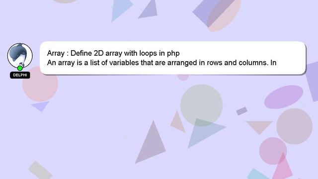 Array : Define 2D array with loops in php смотреть онлайн