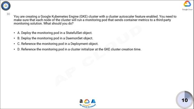 Q30. You are creating a Google Kubernetes Engine (GKE) cluster with a cluster autoscaler feature смотреть онлайн
