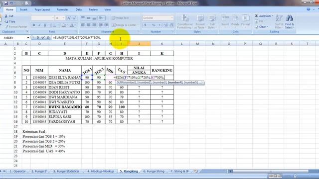 Latihan Microsoft Excel Modul 5 Fungsi Rangking смотреть онлайн