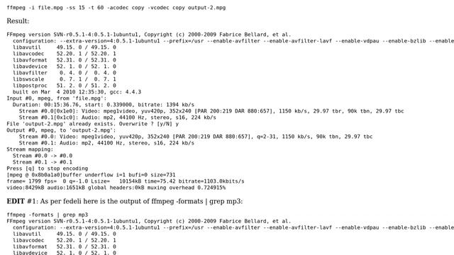 FFmpeg can't properly splice my avi/mp3 audio files? смотреть онлайн