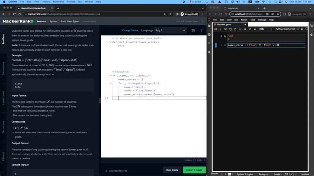 10. Nested Lists: Hackerrank | Python Solution Explained смотреть онлайн