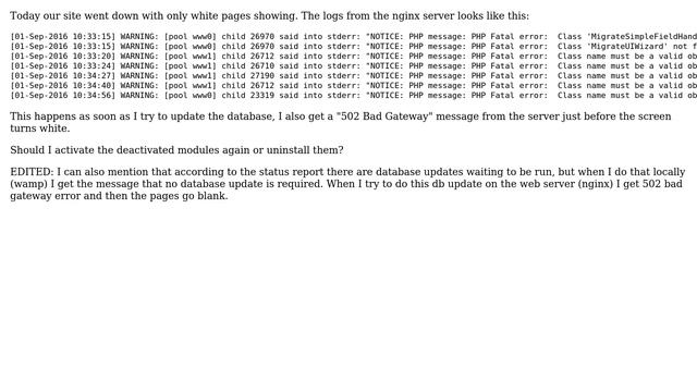 Drupal: PHP fatal error on server after deactivating modules смотреть онлайн
