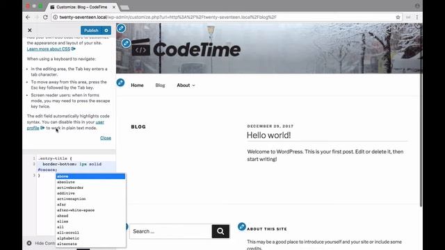 No-Code Customization of the WordPress Twenty Seventeen Theme, Part 11: Adding Custom CSS смотреть онлайн