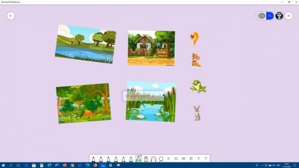 Microsoft Whiteboard: игра с перетаскиваниями