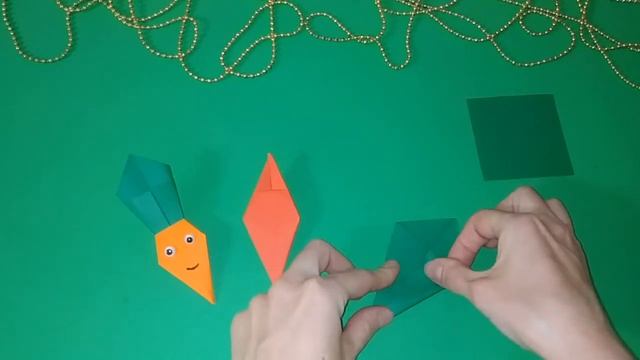 How to make origami paper carrots.---Как сделать морковку из бумаги оригами. смотреть онлайн
