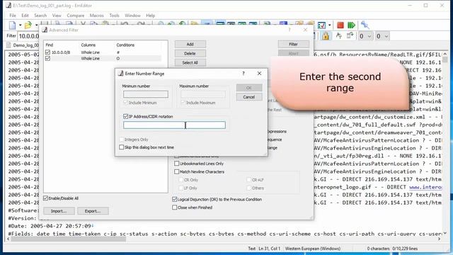 EmEditor - Filtering/Replacing IP Addresses using Number Range Expressions смотреть онлайн