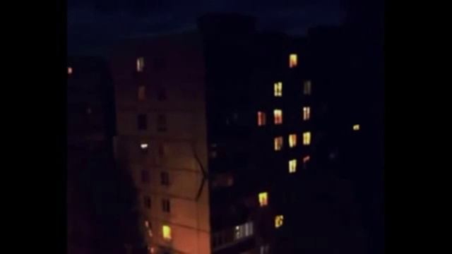 Палочник на стене дома ночью