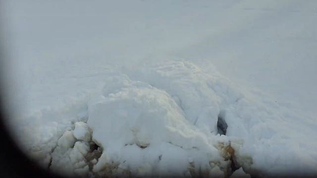 Испытания бурана на двух лыжах в наледи.