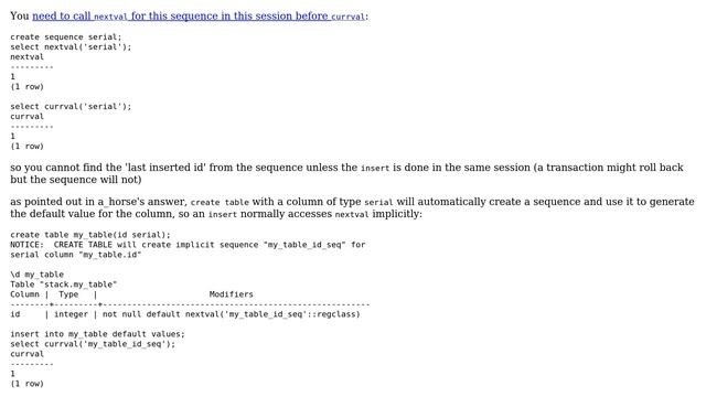 Databases: How do I use currval() in PostgreSQL to get the last inserted id? (9 Solutions!!) смотреть онлайн