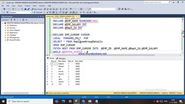 84.SCOPE OF THE CURSOR AND FETCH OPTIONS IN SQL смотреть онлайн