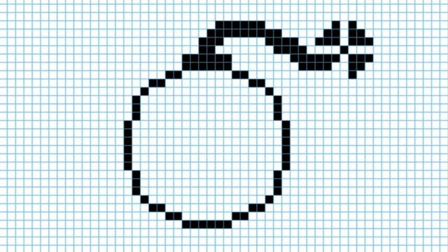 Как нарисовать бомбу с фитилем. Рисунки по клеточкам смотреть онлайн