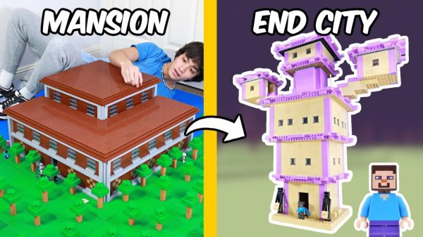 Я построил ВСЕ конструкции MINECRAFT в LEGO... перевод - TD BRICKS