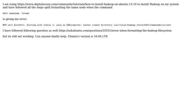Ubuntu: Hadoop Name Node Formatting fail смотреть онлайн