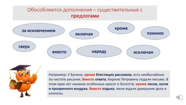 Русский язык. Обособление (выделение на письме запятыми) дополнений. Видеоурок. смотреть онлайн