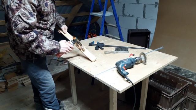 Зеркало в стиле лофт. Браширование (текстурирование) дерева. смотреть онлайн