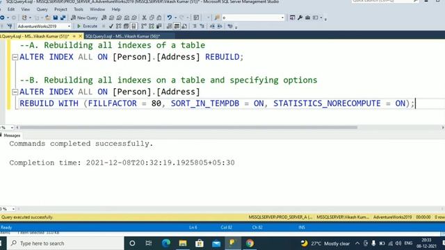 How to rebuild all indexes of a table SQL server смотреть онлайн