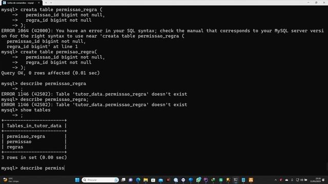 MySQL Terminal Create table permissao regra e users смотреть онлайн