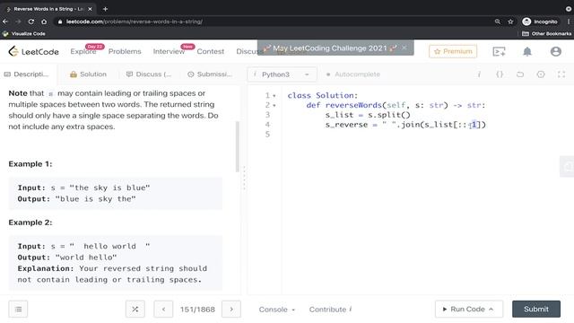 Reverse Words In String: LeetCode 151 смотреть онлайн